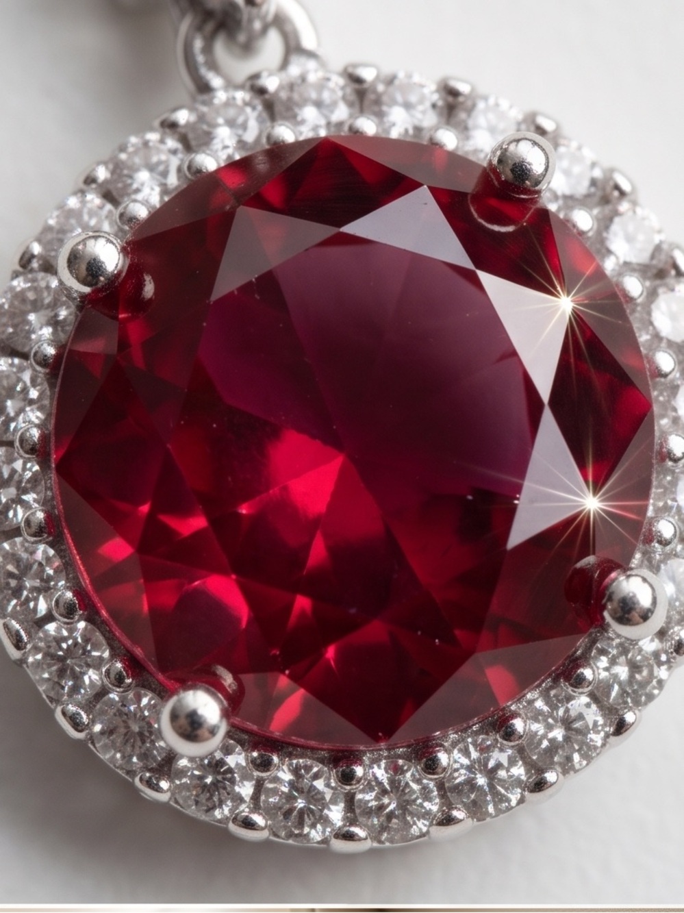 Elegant Red Crystal Pendant Necklace - Silver Chain - Picture 4 of 4